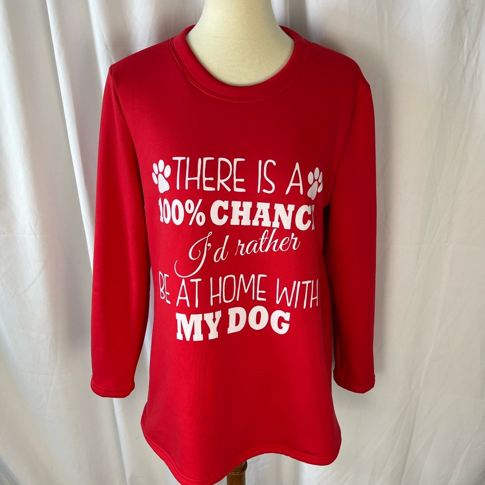 Lilicloth Red “I Would Rather Be Home With My Dog” sweatshirt with fleece - NEW
